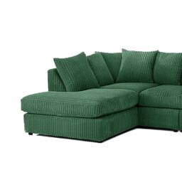 Furnishings For Less UK Luxor Jumbo Cord Large 5 Seater Corner Sofa Long Left Hand Facing in Green - thumbnail 2