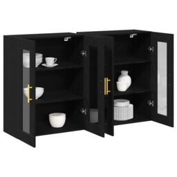Berkfield Home Wall Mounted Cabinet Set of 2 Black Oak Engineered wood - thumbnail 3