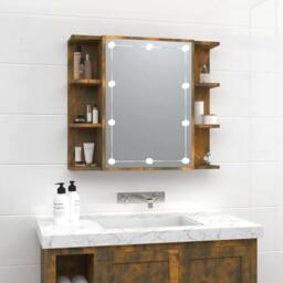 Berkfield Home Mirror Cabinet with LED Smoked Oak 70x16.5x60 cm in Brown - thumbnail 2