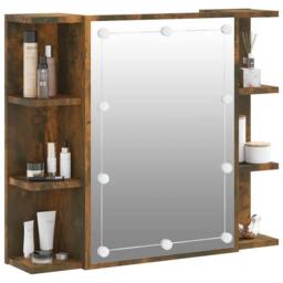 Berkfield Home Mirror Cabinet with LED Smoked Oak 70x16.5x60 cm in Brown - thumbnail 6