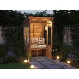 Dunster House Wooden Garden Arbour With Glazed Panels, W1.2m x D1.2m / W4' x D4' in Brown - thumbnail 3