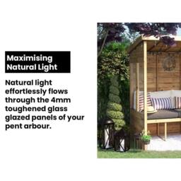 Dunster House Wooden Garden Arbour With Glazed Panels, W1.2m x D1.2m / W4' x D4' in Brown - thumbnail 4