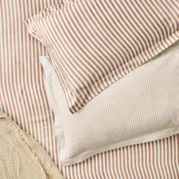 Yard Hebden Striped 100% Cotton Fitted Sheet in Orange - Size: Double Fitted - thumbnail 2