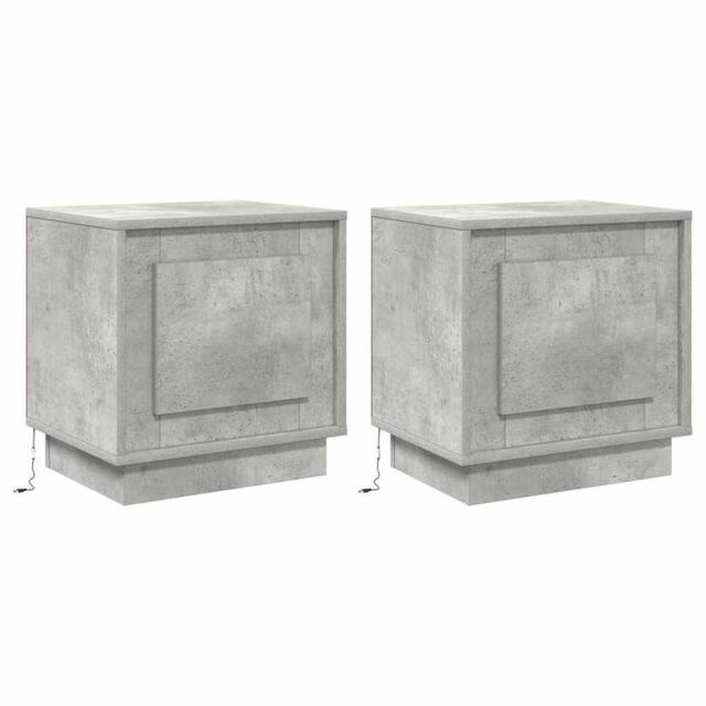 Berkfield Home Bedside Cabinets with LED Lights 2 pcs Concrete Grey 44x34, 5x45 cm - image 1