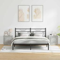 Berkfield Home Bedside Cabinets with LED Lights 2 pcs Concrete Grey 44x34, 5x45 cm - thumbnail 4