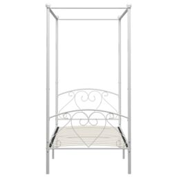Berkfield Home Canopy Bed Frame White Metal 120x200 cm - Size: Small Double - thumbnail 3