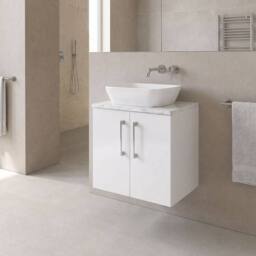 Balterley Level 600mm Wall Hung 2 Door Unit with Laminate Worktop Gloss White - thumbnail 4