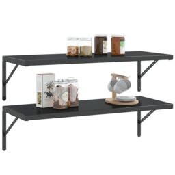 Berkfield Home Shelf Brackets 4 pcs 40x2.5x25 cm Black Stainless Steel - thumbnail 4