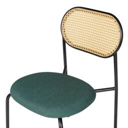 Wyld and Coco Set 2 Retro Dining Chairs Black Iron Green Fabric Seat Viennese - thumbnail 7