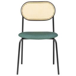 Wyld and Coco Set 2 Retro Dining Chairs Black Iron Green Fabric Seat Viennese - thumbnail 5