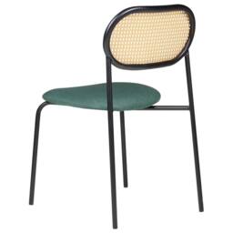 Wyld and Coco Set 2 Retro Dining Chairs Black Iron Green Fabric Seat Viennese - thumbnail 6