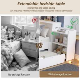 Matteo White Children's Multifunctional Daybed - Storage Single Bed Frame - thumbnail 6