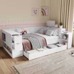 Matteo White Children's Multifunctional Daybed - Storage Single Bed Frame