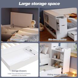Matteo White Children's Multifunctional Daybed - Storage Single Bed Frame - thumbnail 7