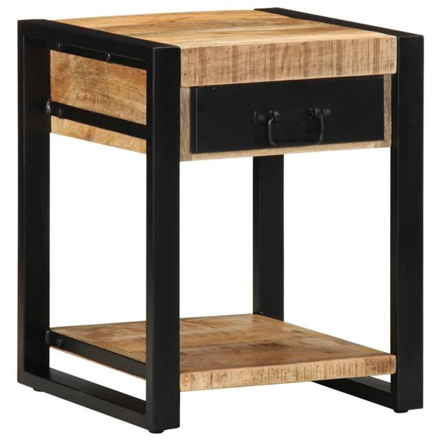 Berkfield Home Side Table 40x40x50 cm Solid Rough Wood Mango in Brown - Size: 40 x 40 x 50 cm - image 1