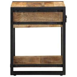 Berkfield Home Side Table 40x40x50 cm Solid Rough Wood Mango in Brown - Size: 40 x 40 x 50 cm - thumbnail 4
