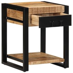 Berkfield Home Side Table 40x40x50 cm Solid Rough Wood Mango in Brown - Size: 40 x 40 x 50 cm - thumbnail 3