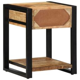 Berkfield Home Side Table 40x40x50 cm Solid Rough Wood Mango in Brown - Size: 40 x 40 x 50 cm - thumbnail 5