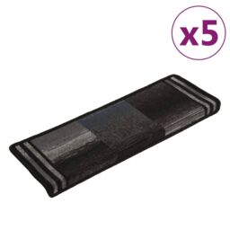 Berkfield Home Stair Mats Self-adhesive 5 pcs 65x21x4 cm Black & Grey - Size: Medium - thumbnail 2