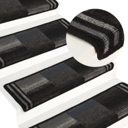 Berkfield Home Stair Mats Self-adhesive 5 pcs 65x21x4 cm Black & Grey - Size: Medium - thumbnail 1