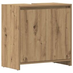 Berkfield Home Bathroom Sink Cabinet Artisan Oak 60x33x60 cm Engineered Wood in Brown - Size: 60 x 33 x 60 cm - thumbnail 2