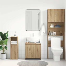 Berkfield Home Bathroom Sink Cabinet Artisan Oak 60x33x60 cm Engineered Wood in Brown - Size: 60 x 33 x 60 cm - thumbnail 4