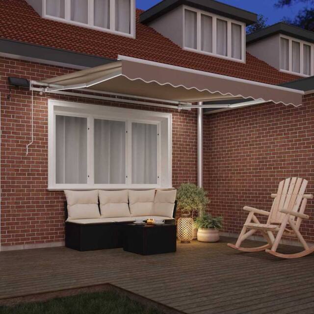 Berkfield Home Manual Retractable Awning with LED Beige 300x250 cm - image 1