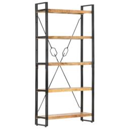 Berkfield Home 5-Tier Bookcase 90x30x180 cm Solid Mango Wood in Brown - Size: 90 x 30 x 180 cm - thumbnail 7