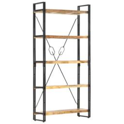 Berkfield Home 5-Tier Bookcase 90x30x180 cm Solid Mango Wood in Brown - Size: 90 x 30 x 180 cm - thumbnail 8