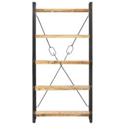 Berkfield Home 5-Tier Bookcase 90x30x180 cm Solid Mango Wood in Brown - Size: 90 x 30 x 180 cm - thumbnail 1