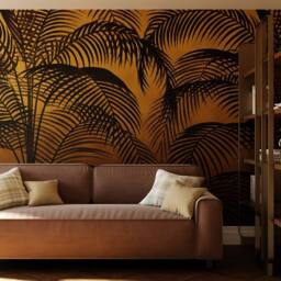 Superfresco Easy Palm Silhouette Golden Ochre Print To Order 3m x 2.8m Mural in Yellow - thumbnail 1