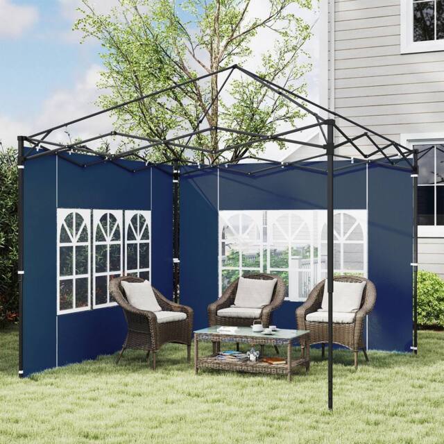 OUTSUNNY Gazebo Side Panels for 3x3(m) or 3x6m Gazebo Canopy, 2 Pack in Blue - image 1