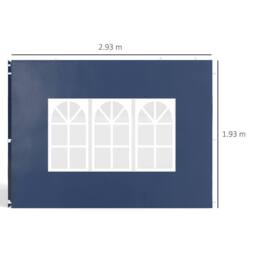 OUTSUNNY Gazebo Side Panels for 3x3(m) or 3x6m Gazebo Canopy, 2 Pack in Blue - thumbnail 3