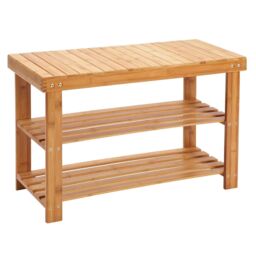 mysmartbuy 3 Tier Bamboo Shoe Rack - Wooden Shoe Stand Storage Organizer Bench in Brown - thumbnail 2