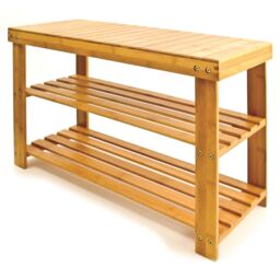 mysmartbuy 3 Tier Bamboo Shoe Rack - Wooden Shoe Stand Storage Organizer Bench in Brown - thumbnail 3