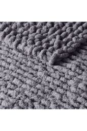 Living and Home Chunky Knit Blanket Throw 100% Hand Knit Chenille Chunky Throw Blanket for Couch 60 x 60cm in Dark Grey - Size: 60 x 60 cm - thumbnail 4
