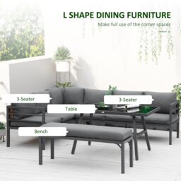 OUTSUNNY 8-Seater Aluminium Garden Dining Sofa Set with Cushions in Grey - thumbnail 4