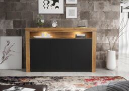 Mex Furniture LTD Sideboard with LED Lighting & Matt Doors / 155cm in Brown - thumbnail 3