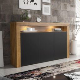 Mex Furniture LTD Sideboard with LED Lighting & Matt Doors / 155cm in Brown - thumbnail 2