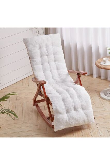 Living and Home 170x48cm Sherpa Fleece Chair Pad with Non-Slip Backing Cosy Home Decor in White - Size: 170x48 cm - image 1