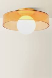ValueLights Newbury Glass Plate with Globe Shade IP44 Bathroom Flush Ceiling Light in Amber - thumbnail 3