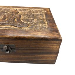 KDMD Large Wooden Keepsake Box 20x15x7.5cm - Buddha in Brown - Size: 20x15x7.5 cm - thumbnail 3