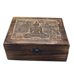 KDMD Large Wooden Keepsake Box 20x15x7.5cm - Buddha in Brown - Size: 20x15x7.5 cm