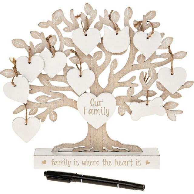 Joe Davies Custom Wooden Family Tree Standing Plaque - Our Family in White