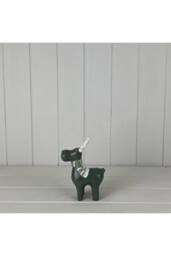 KDMD Dark Green/white Ceramic Reindeer Decoration - Medium in Dark Green - thumbnail 2