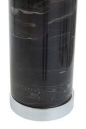 Orsina Table Lamp With Chrome Finish Base, Black Marble Column & Ivory Shade, Lightweight Lighting For Side Table in Silver - thumbnail 4