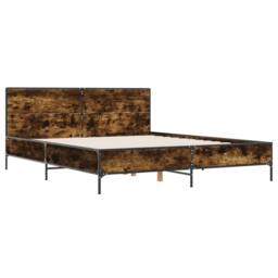 Berkfield Home Durable Bed Frame without Mattress Smoked Oak 120x200 cm in Brown - Size: Small Double - thumbnail 1