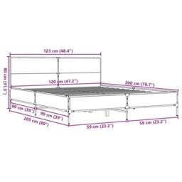 Berkfield Home Durable Bed Frame without Mattress Smoked Oak 120x200 cm in Brown - Size: Small Double - thumbnail 9