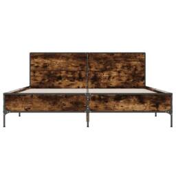 Berkfield Home Durable Bed Frame without Mattress Smoked Oak 120x200 cm in Brown - Size: Small Double - thumbnail 4