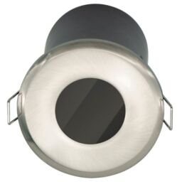 First Choice Lighting Set of 24 Fire Rated Bathroom Recessed Downlights - Brushed Steel IP65 in Silver